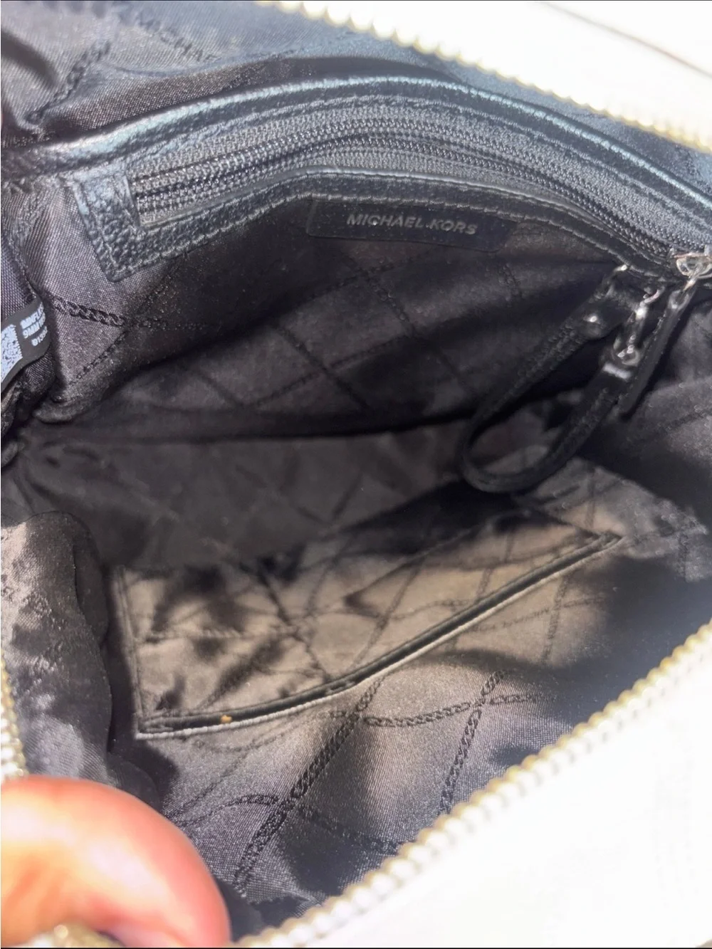 Michael Kors Black and White Logo-Strip Backpack